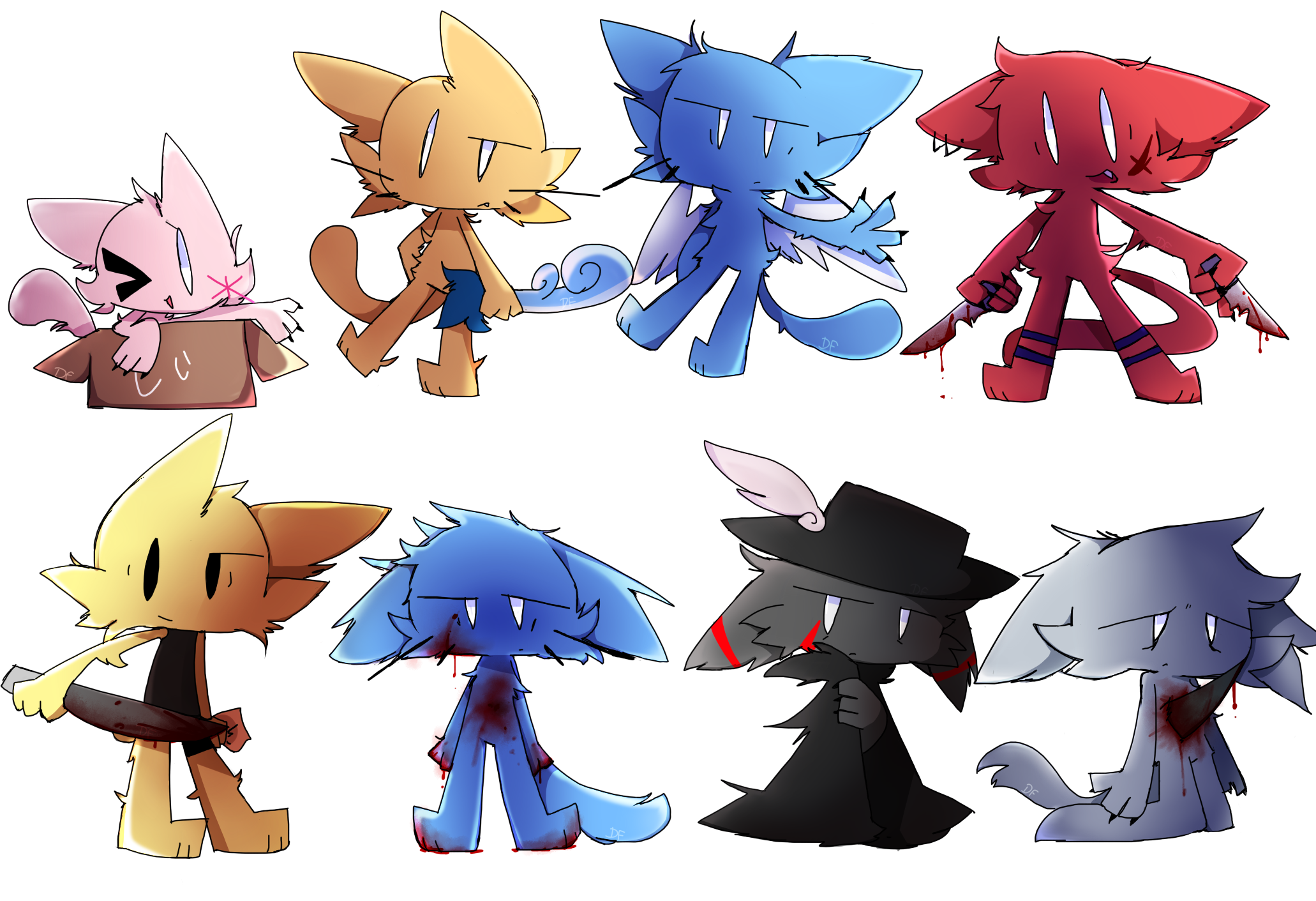 Various chibi cats